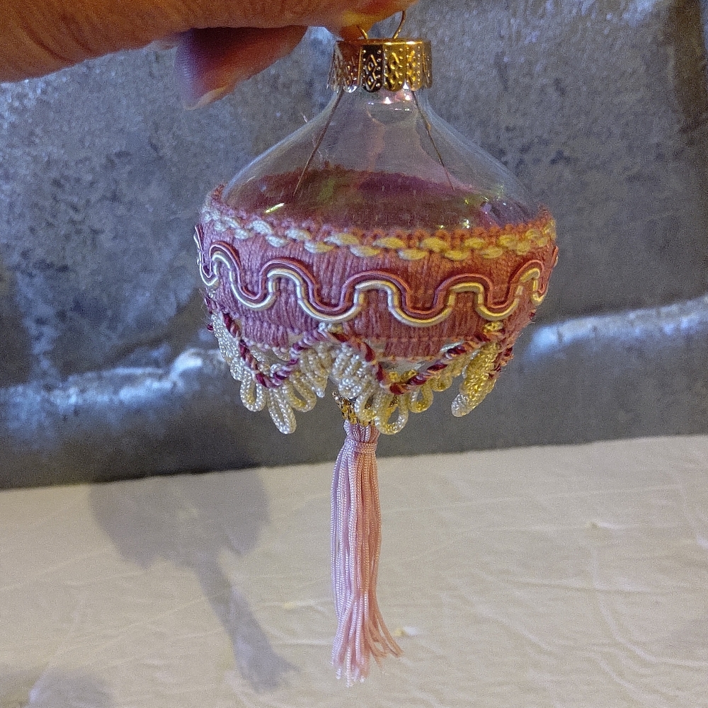 Vintage Glass Pink Embellished Ornament